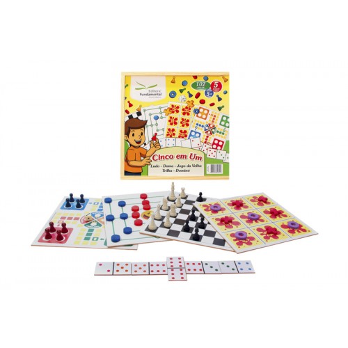 5 em 1 - Dama, Trilha, Ludo, Jogo Velha e Dominó 5 em 1 - Dama, Trilha, Ludo, Jogo Velha e Dominó